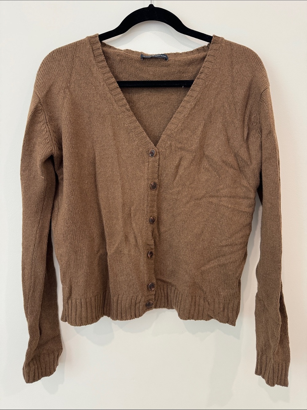 Classic V-Neck Button-Front Sweater Cardigan - Brown